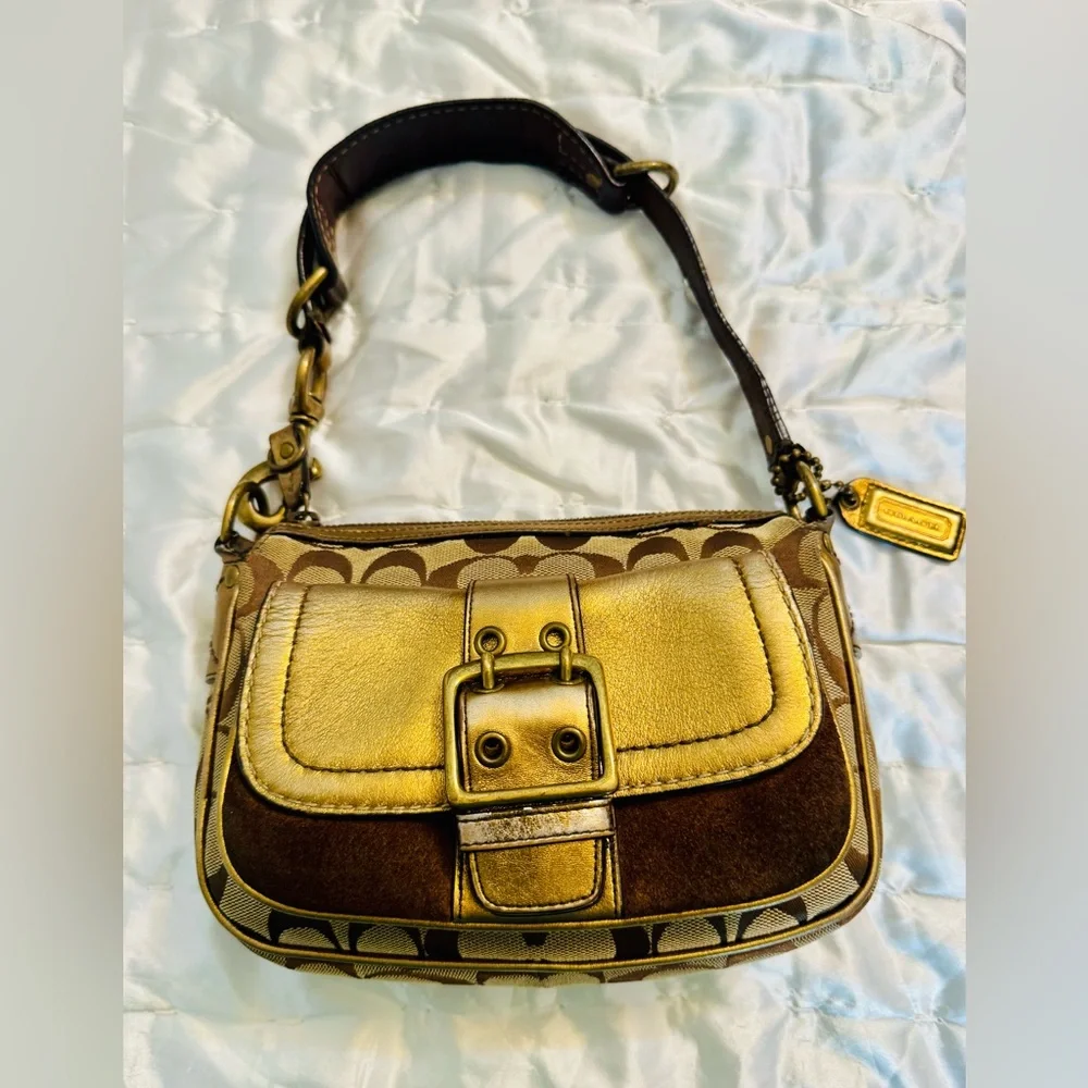 Coach Legacy 2004 Special Edition Bag with Metallic Gold and Brown Signature - Picture 10 of 14